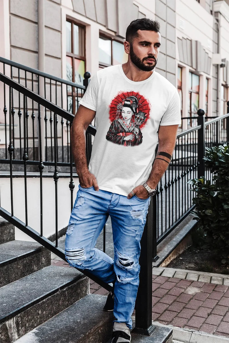 Herren T-Shirt Geisha Japan Slim Fit