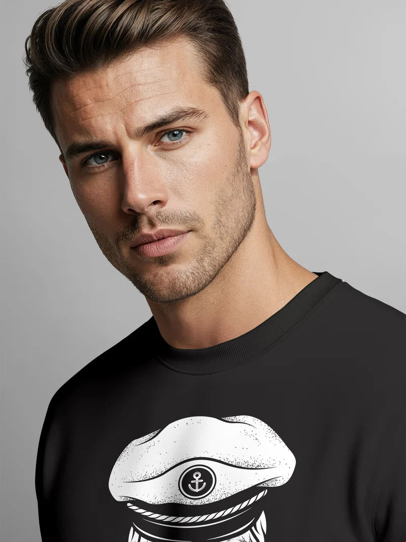 Herren Sweatshirt Totenkopf Kapitän Captain Skull Bard Hipster Seemann Pullover