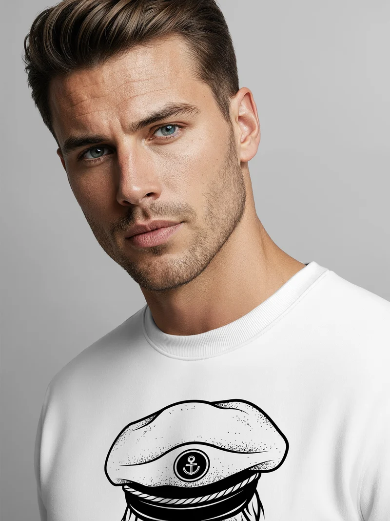 Herren Sweatshirt Totenkopf Kapitän Captain Skull Bard Hipster Seemann Pullover