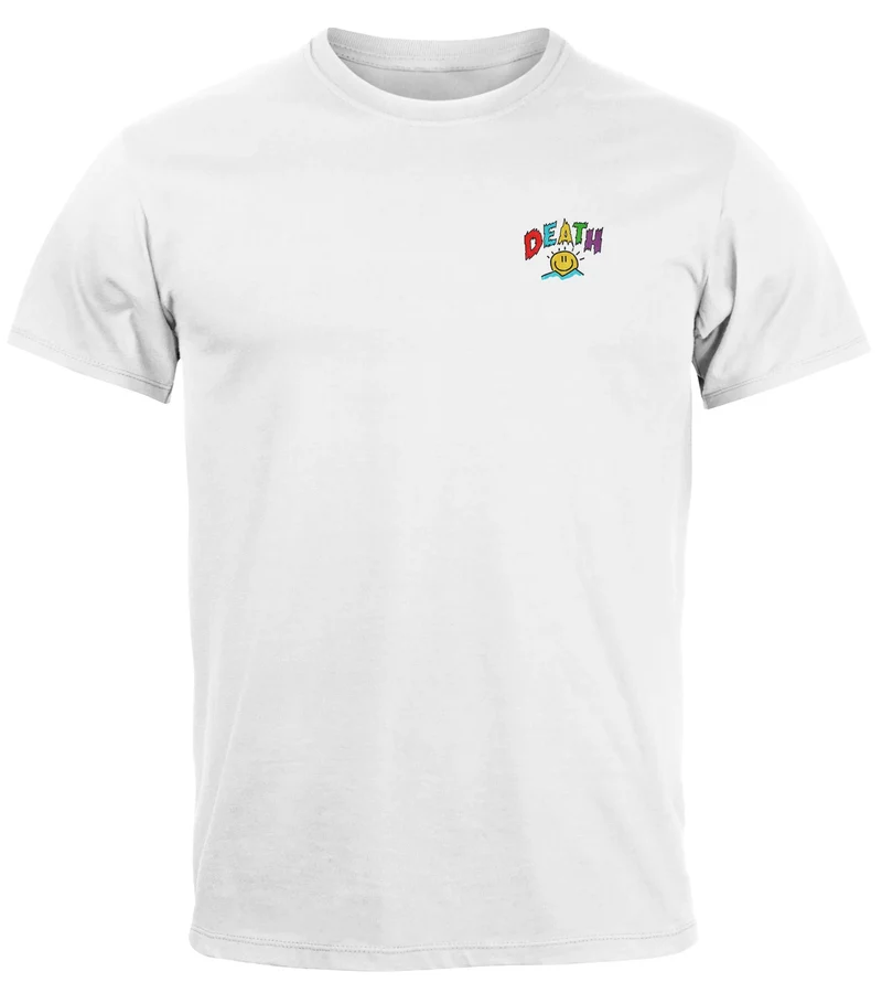 Backprint TShirt Herren Printshirt Design mit lustigem Spruch Death Is Coming Schwarzer Humor Sarkasmus Fashion