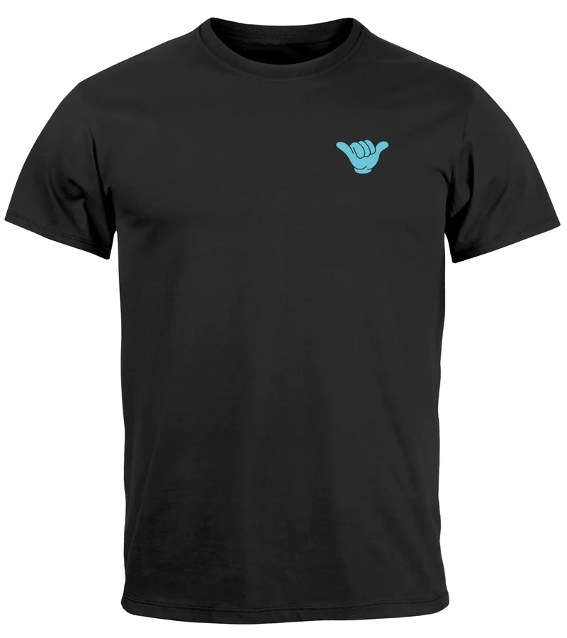 Herren T-Shirt Surfing Surfer Motiv Hang Loose Sommer Sonne Wellen Backprint Fashion Streetstyle