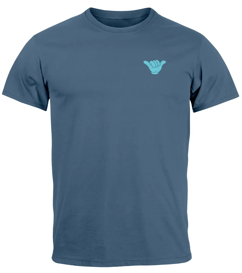 Herren T-Shirt Surfing Surfer Motiv Hang Loose Sommer Sonne Wellen Backprint Fashion Streetstyle