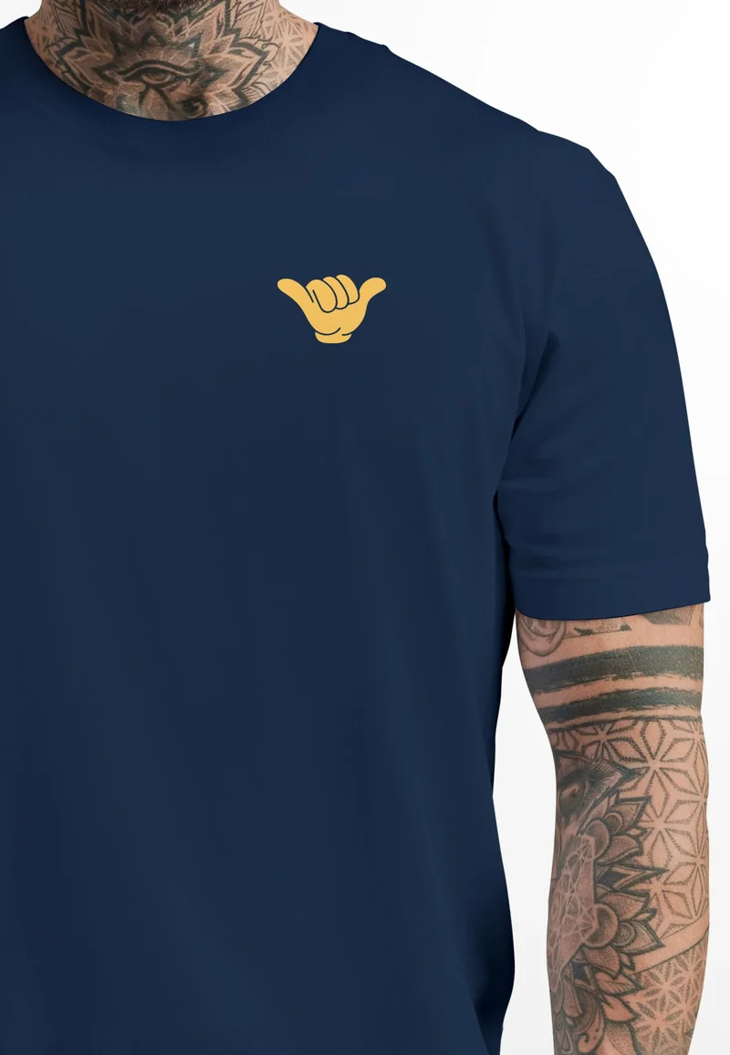 Herren T-Shirt Surfing Surfer Motiv Hang Loose Sommer Sonne Wellen Backprint Fashion Streetstyle
