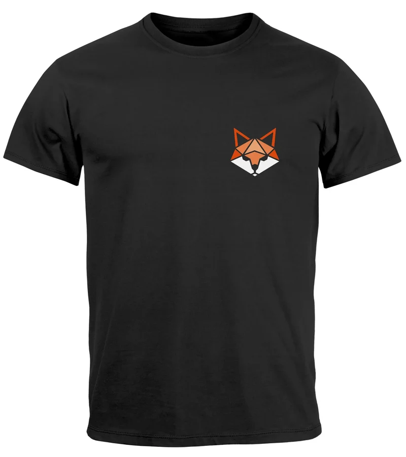 Herren T-Shirt Fuchsmotiv Brustlogo Aufdruck Tiermotiv Polygon-Style Geometrie Fashion Streetstyle