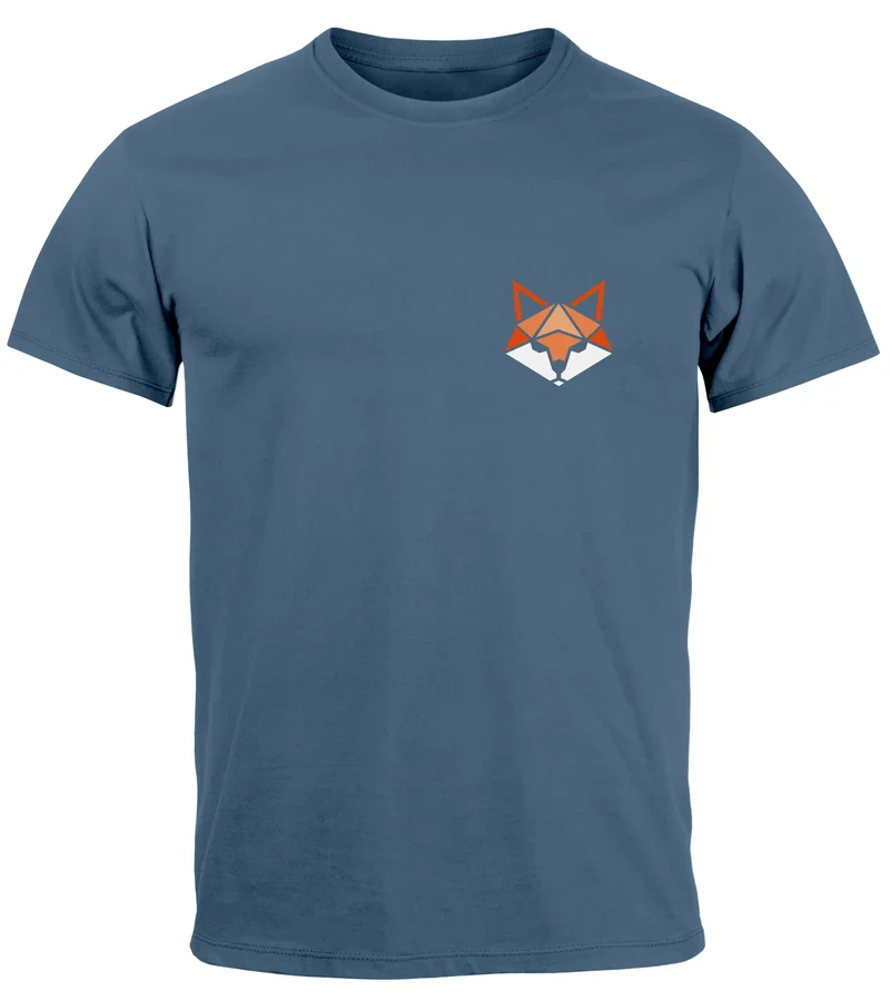 Herren T-Shirt Fuchsmotiv Brustlogo Aufdruck Tiermotiv Polygon-Style Geometrie Fashion Streetstyle