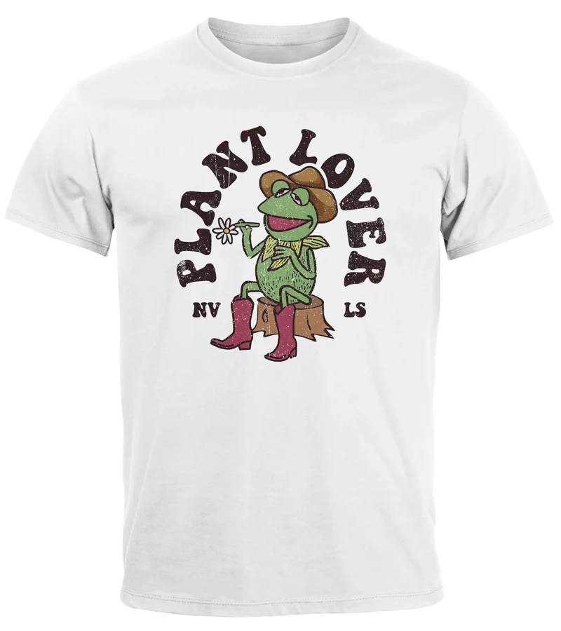 Herren T-Shirt Frontprint Grafik-Shirt Frosch Plant Lover Printshirt Fashion Streetstyle