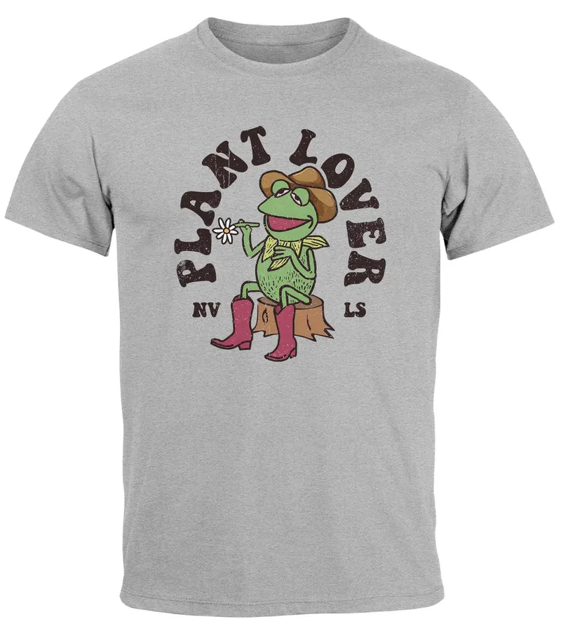 Herren T-Shirt Frontprint Grafik-Shirt Frosch Plant Lover Printshirt Fashion Streetstyle