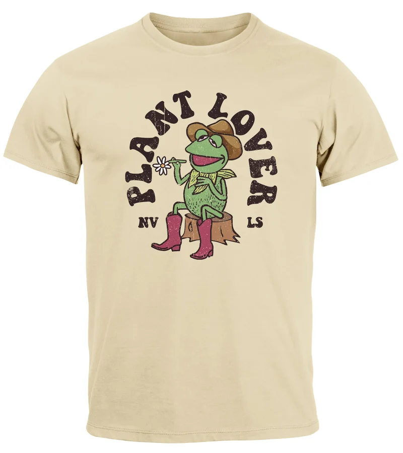 Herren T-Shirt Frontprint Grafik-Shirt Frosch Plant Lover Printshirt Fashion Streetstyle