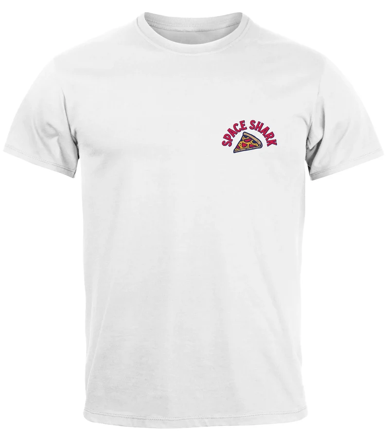 Herren T-Shirt Backprint Rückendruck Schriftzug Hot Pizza Space Shark Astronaut Fashion Streetstyle