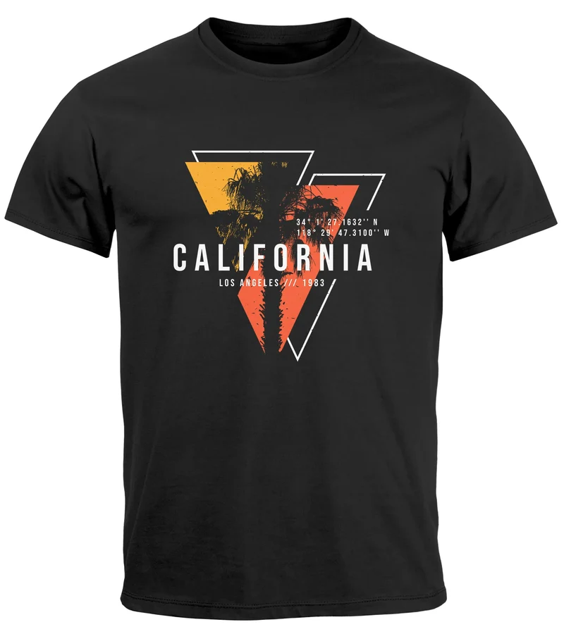 Herren T-Shirt California Los Angeles Surfing Motiv Sommer Fashion USA Streetstyle Print Aufdruck