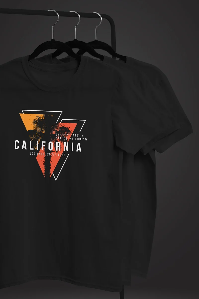 Herren T-Shirt California Los Angeles Surfing Motiv Sommer Fashion USA Streetstyle Print Aufdruck