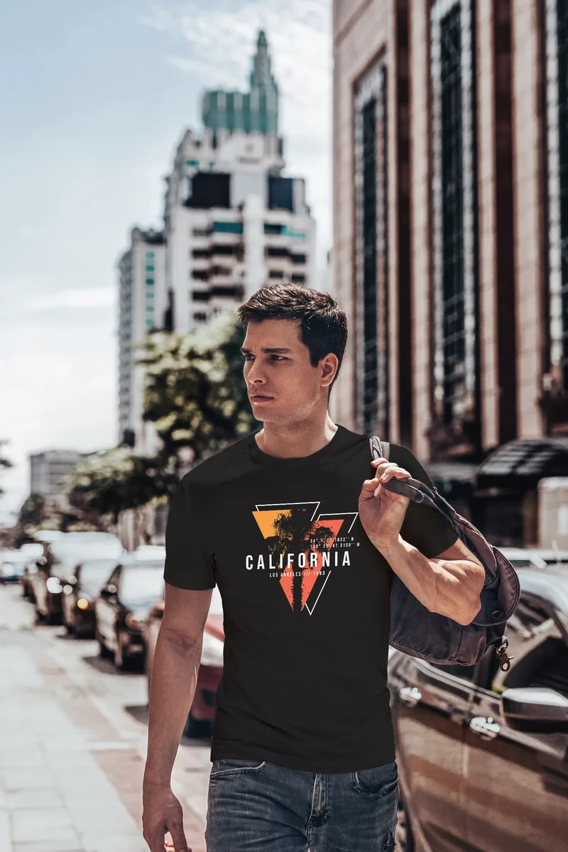 Herren T-Shirt California Los Angeles Surfing Motiv Sommer Fashion USA Streetstyle Print Aufdruck