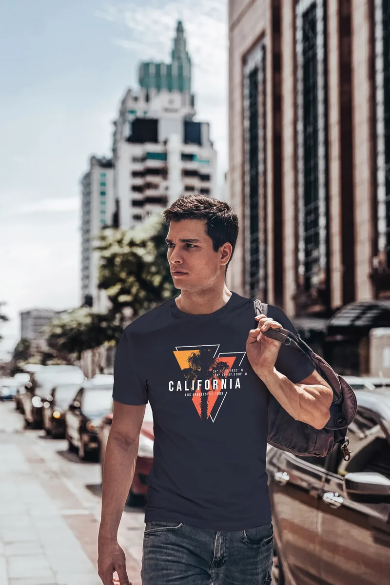 Herren T-Shirt California Los Angeles Surfing Motiv Sommer Fashion USA Streetstyle Print Aufdruck