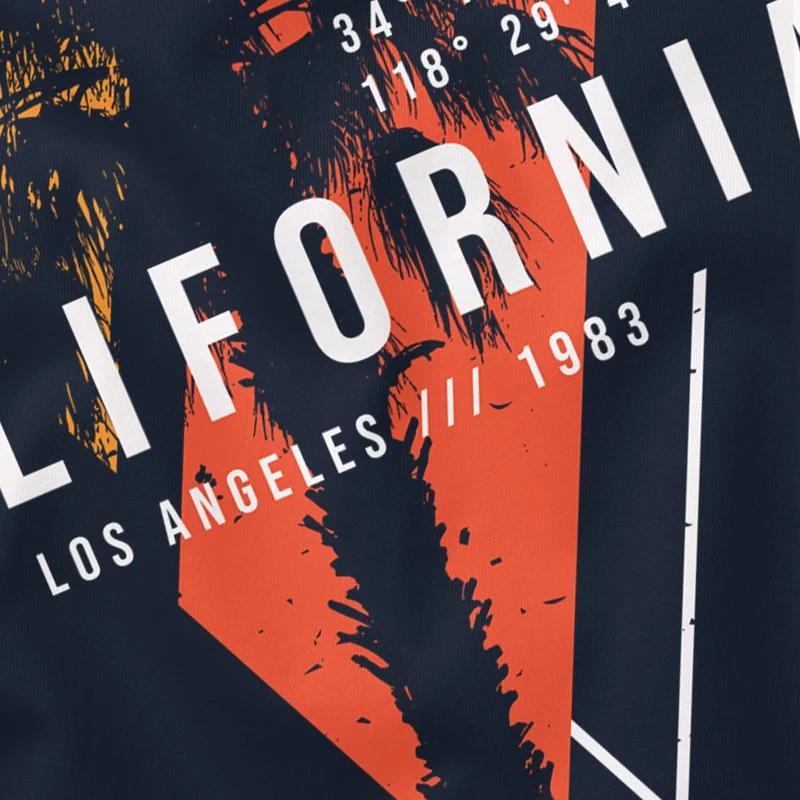 Herren T-Shirt California Los Angeles Surfing Motiv Sommer Fashion USA Streetstyle Print Aufdruck