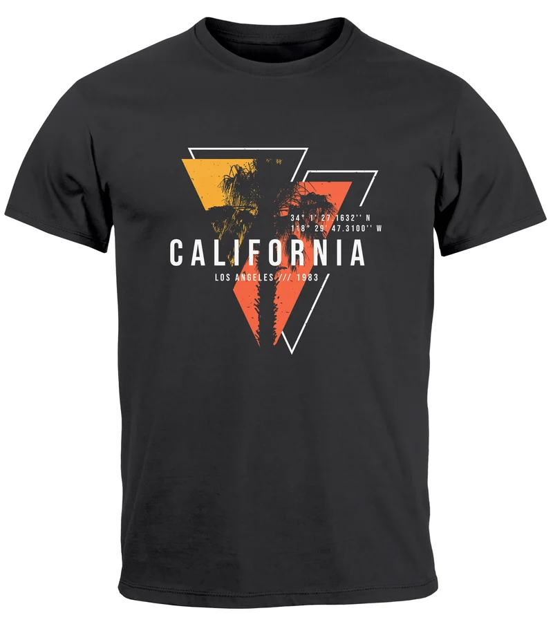 Herren T-Shirt California Los Angeles Surfing Motiv Sommer Fashion USA Streetstyle Print Aufdruck