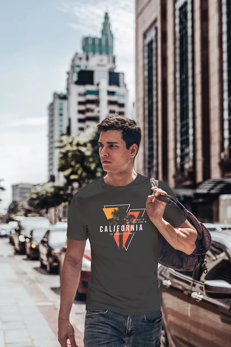 Herren T-Shirt California Los Angeles Surfing Motiv Sommer Fashion USA Streetstyle Print Aufdruck