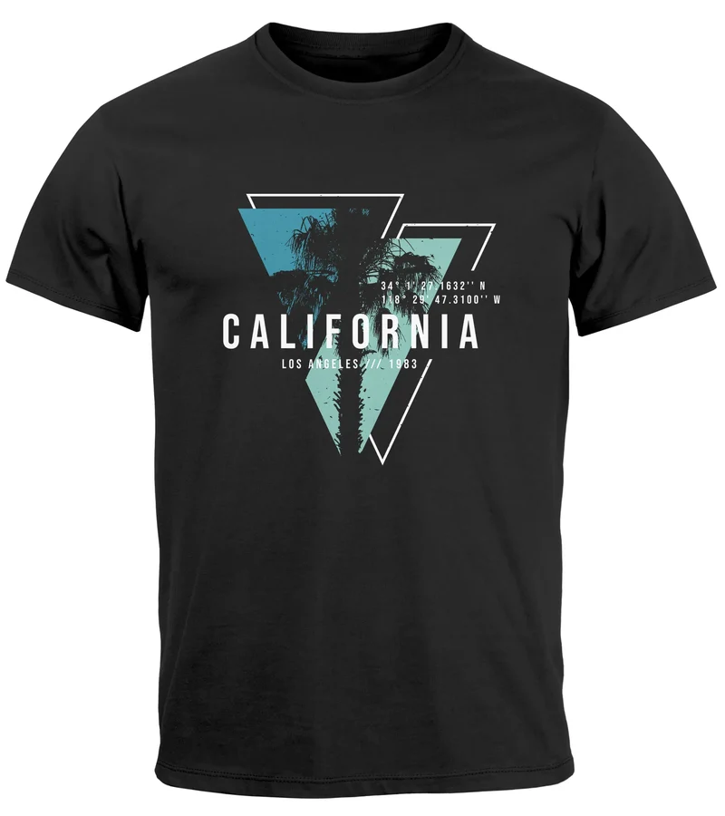Herren T-Shirt California Los Angeles Surfing Motiv Sommer Fashion USA Streetstyle Print Aufdruck