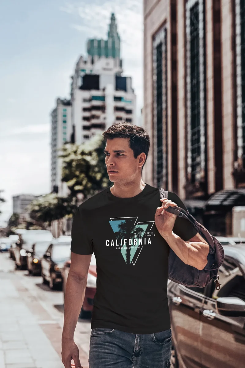 Herren T-Shirt California Los Angeles Surfing Motiv Sommer Fashion USA Streetstyle Print Aufdruck