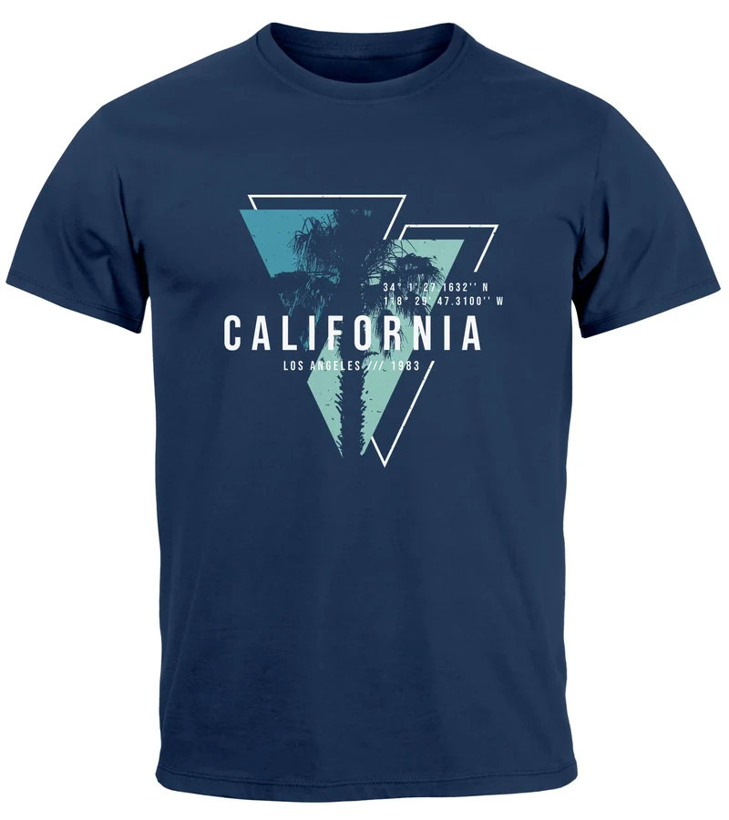 Herren T-Shirt California Los Angeles Surfing Motiv Sommer Fashion USA Streetstyle Print Aufdruck