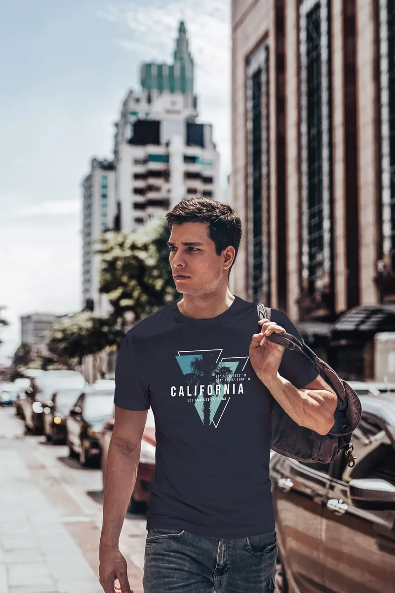 Herren T-Shirt California Los Angeles Surfing Motiv Sommer Fashion USA Streetstyle Print Aufdruck