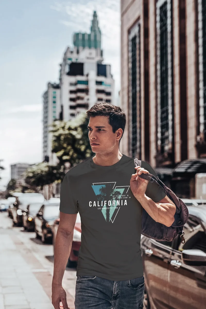 Herren T-Shirt California Los Angeles Surfing Motiv Sommer Fashion USA Streetstyle Print Aufdruck