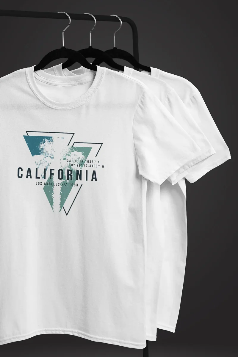 Herren T-Shirt California Los Angeles Surfing Motiv Sommer Fashion USA Streetstyle Print Aufdruck
