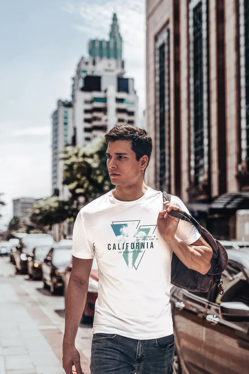Herren T-Shirt California Los Angeles Surfing Motiv Sommer Fashion USA Streetstyle Print Aufdruck