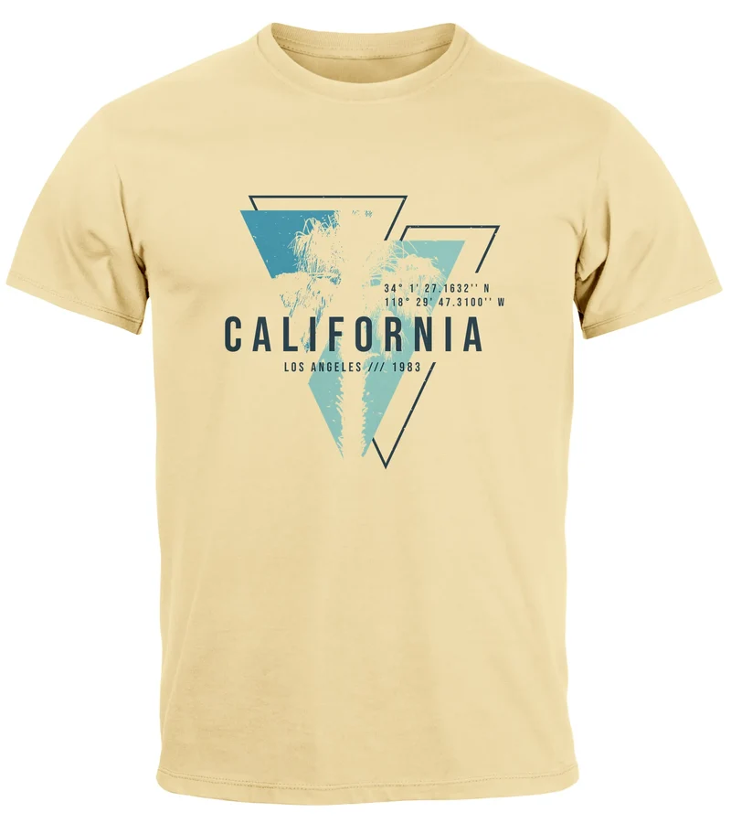 Herren T-Shirt California Los Angeles Surfing Motiv Sommer Fashion USA Streetstyle Print Aufdruck