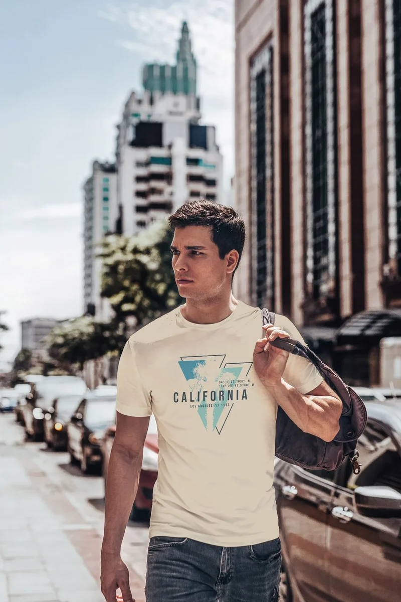 Herren T-Shirt California Los Angeles Surfing Motiv Sommer Fashion USA Streetstyle Print Aufdruck