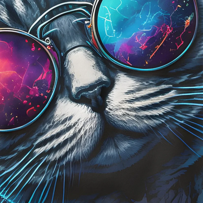 Herren T-Shirt Aufdruck Katze Cat Sommer Sonnenbrille Style Fashion Print Fashion Streetstyle