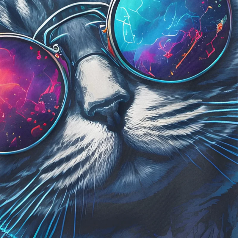 Herren T-Shirt Aufdruck Katze Cat Sommer Sonnenbrille Style Fashion Print Fashion Streetstyle
