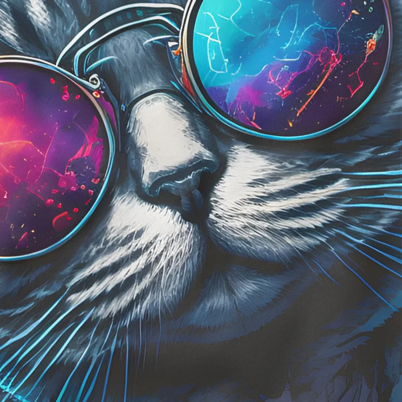 Herren T-Shirt Aufdruck Katze Cat Sommer Sonnenbrille Style Fashion Print Fashion Streetstyle