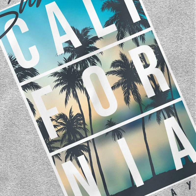 Herren T-Shirt Summer California Holidays Sommer Palmen Foto Print Aufdruck Schrfitzug Fashion Streetstyle