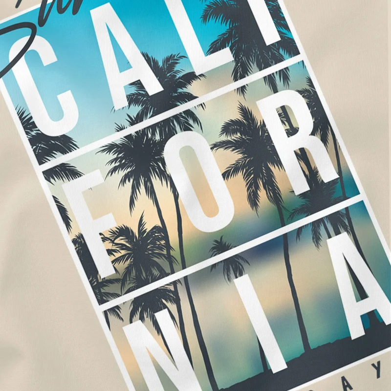 Herren T-Shirt Summer California Holidays Sommer Palmen Foto Print Aufdruck Schrfitzug Fashion Streetstyle