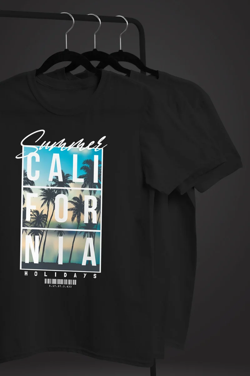 Herren T-Shirt Summer California Holidays Sommer Palmen Foto Print Aufdruck Schrfitzug Fashion Streetstyle