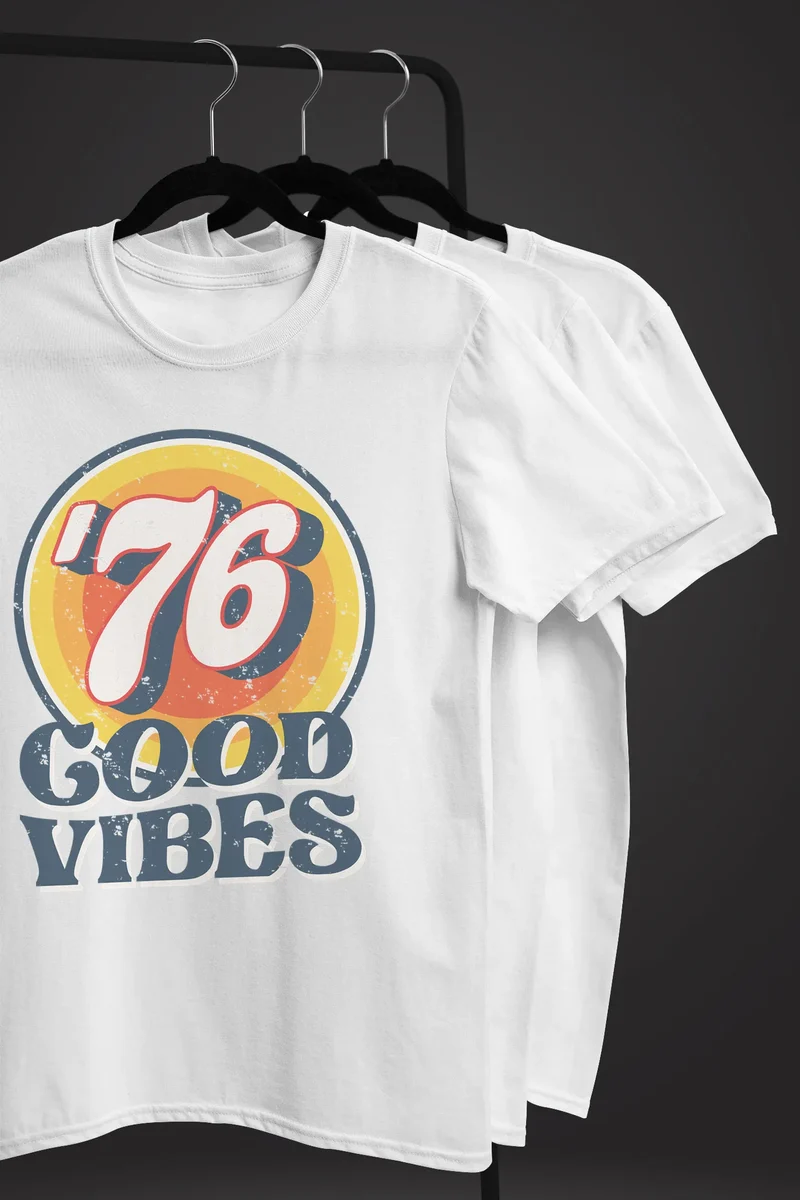 Herren T-Shirt Sommer Good Vibes 70er Jahre Retro Print Hippie Style Fashion Streetstyle