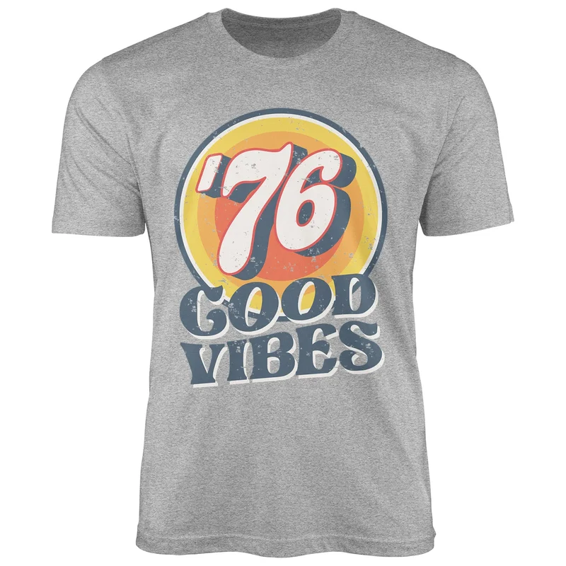 Herren T-Shirt Sommer Good Vibes 70er Jahre Retro Print Hippie Style Fashion Streetstyle