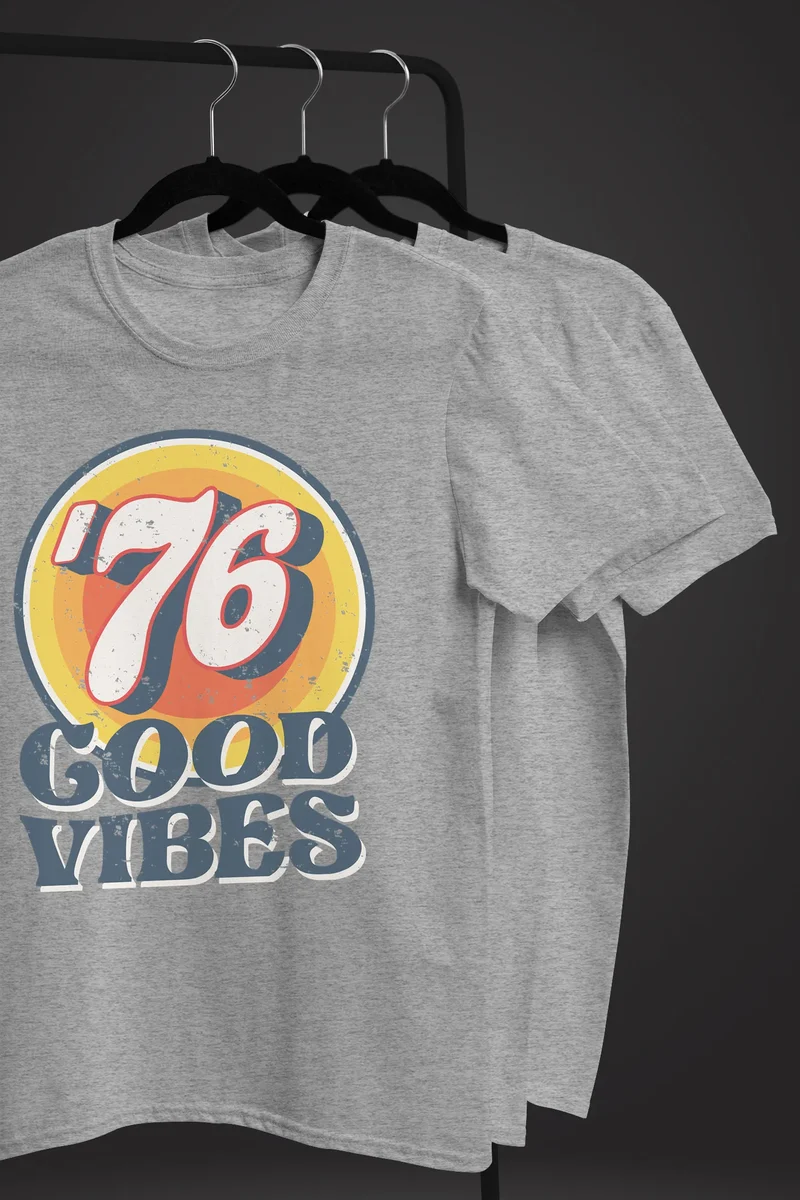 Herren T-Shirt Sommer Good Vibes 70er Jahre Retro Print Hippie Style Fashion Streetstyle