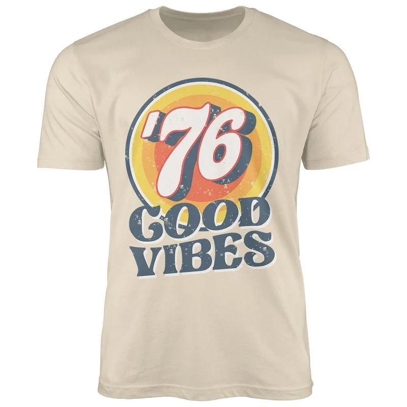 Herren T-Shirt Sommer Good Vibes 70er Jahre Retro Print Hippie Style Fashion Streetstyle