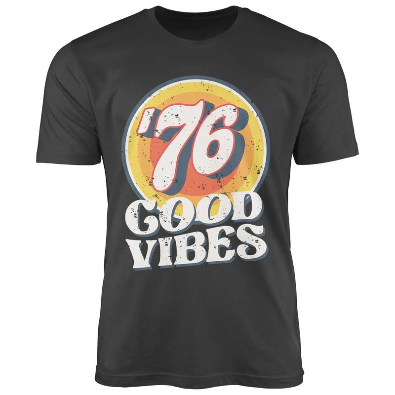 Herren T-Shirt Sommer Good Vibes 70er Jahre Retro Print Hippie Style Fashion Streetstyle