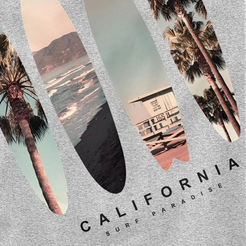 Herren T-Shirt California Surf Paradise Surfboards Grafik Foto Print Kalifornien USA Amerika Sommer Fashion Streetstyle