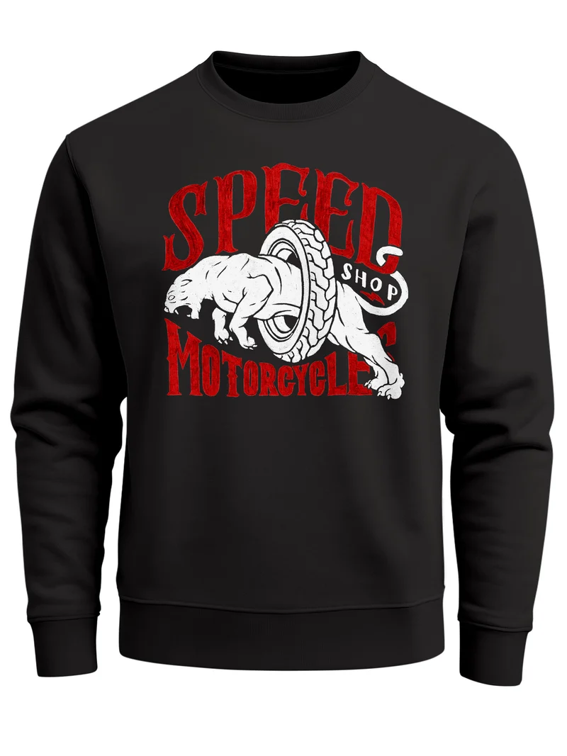 Herren Sweatshirt Motorrad Biker Vintage Retro Rundhals-Pullover