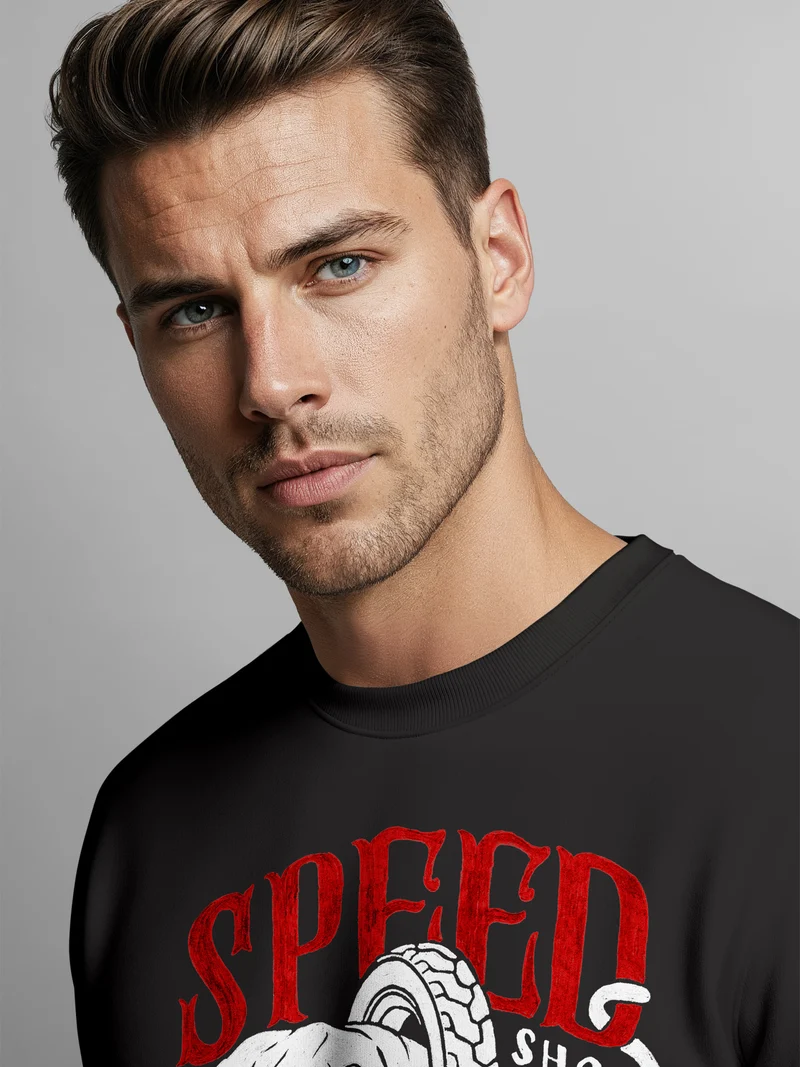 Herren Sweatshirt Motorrad Biker Vintage Retro Rundhals-Pullover