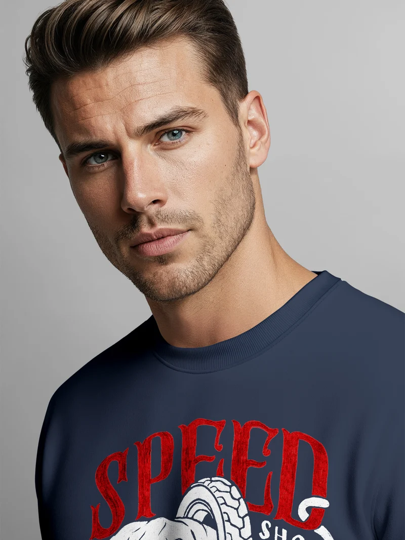 Herren Sweatshirt Motorrad Biker Vintage Retro Rundhals-Pullover