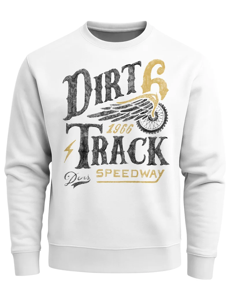 Herren Sweatshirt Dirt Track Biker Retro Vintage Rundhals-Pullover