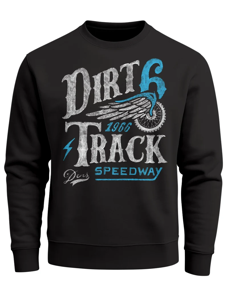 Herren Sweatshirt Dirt Track Biker Retro Vintage Rundhals-Pullover