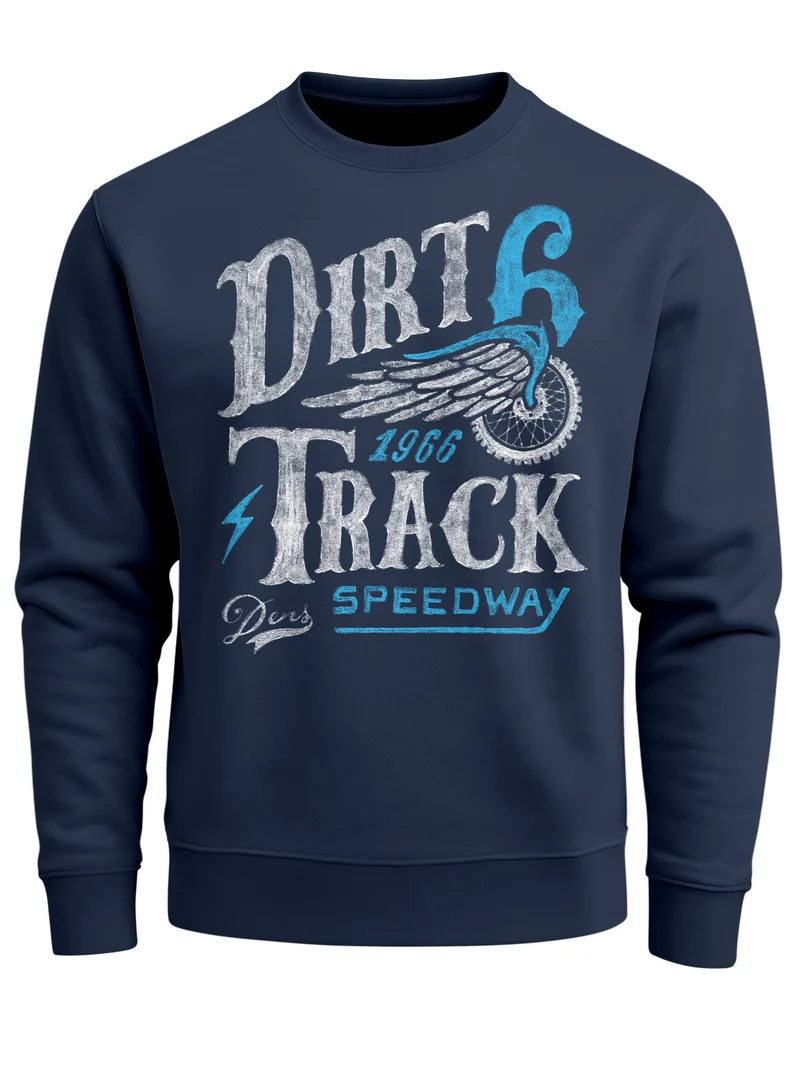 Herren Sweatshirt Dirt Track Biker Retro Vintage Rundhals-Pullover