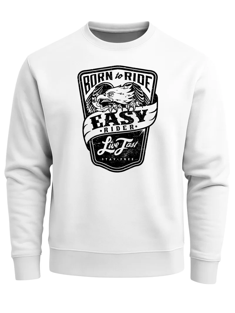 Sweatshirt Herren Born To Ride Easy Rider Biker Rundhals-Pullover