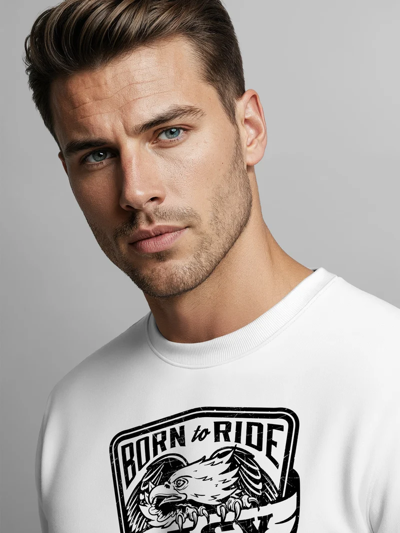 Sweatshirt Herren Born To Ride Easy Rider Biker Rundhals-Pullover