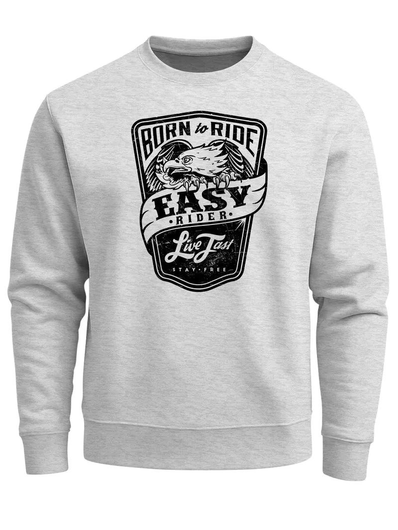 Sweatshirt Herren Born To Ride Easy Rider Biker Rundhals-Pullover